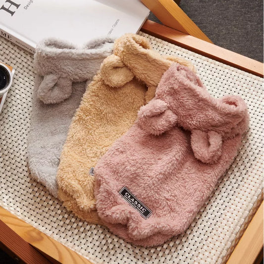 Fleece Cute Bear Hoodie Winter Pet Dog Clothes for Dogs