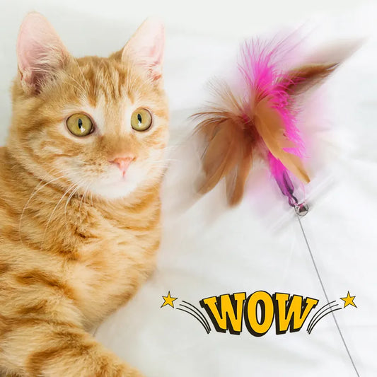 Interactive Cat Toys Funny Feather Teaser Stick With Bell