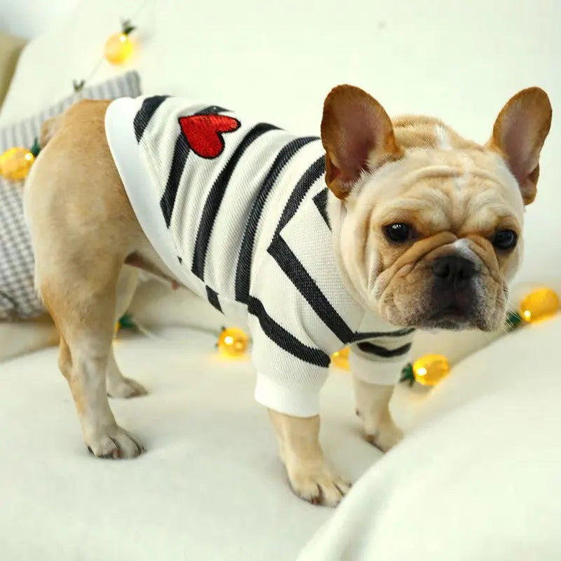 Striped French Bulldog Heart Shirt